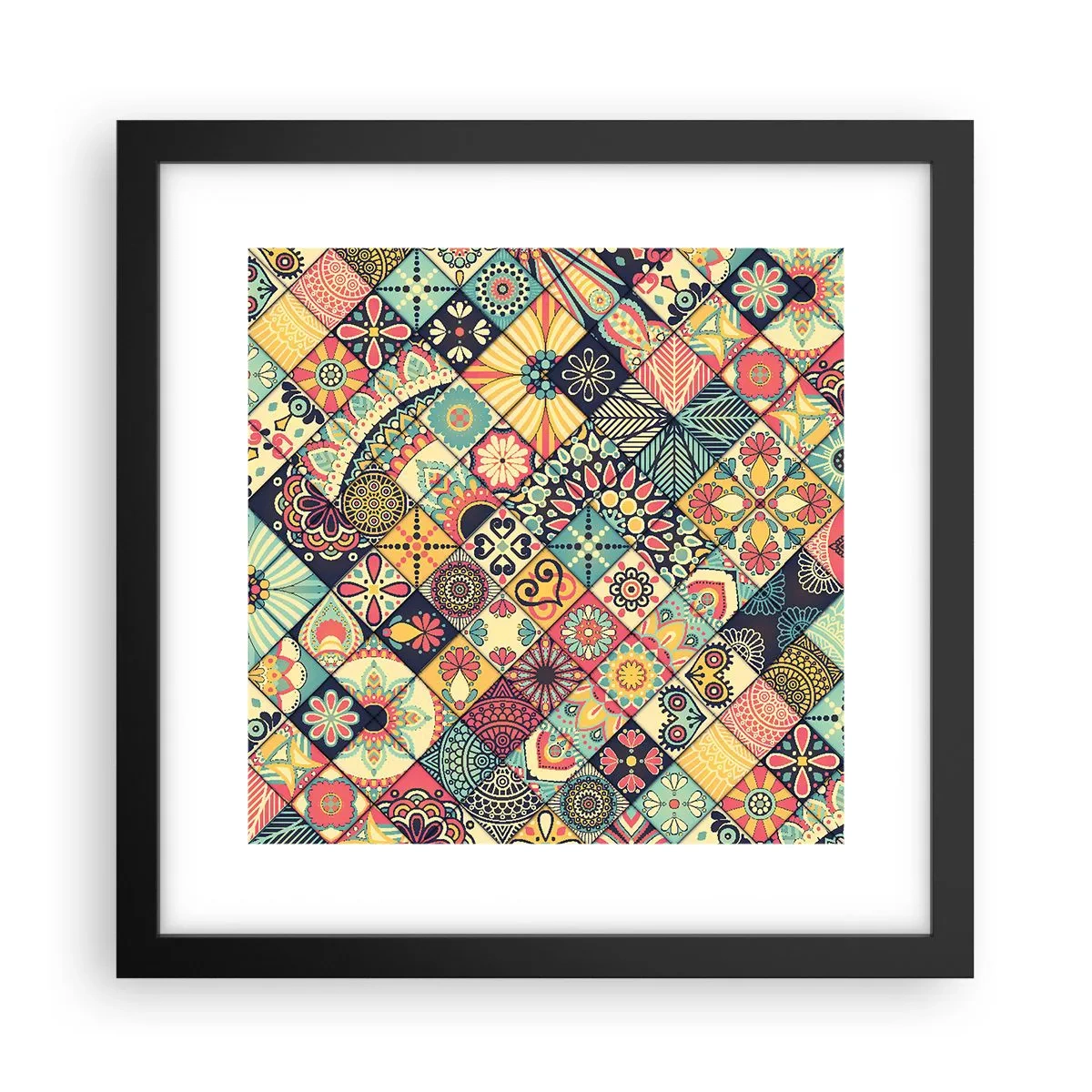 Pôster com moldura preta - Vibrações marroquinas - 30x30 cm