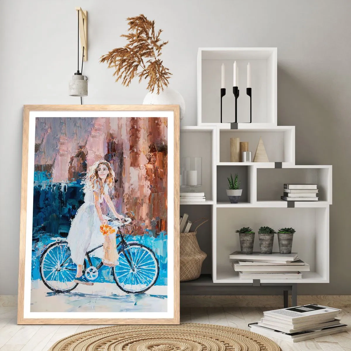 Pôster com moldura de carvalho claro - Alegria pela manhã - 40x50 cm