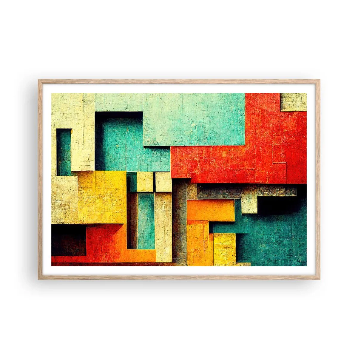 Pôster com moldura de carvalho claro - Festival de ângulos vivos - 100x70 cm