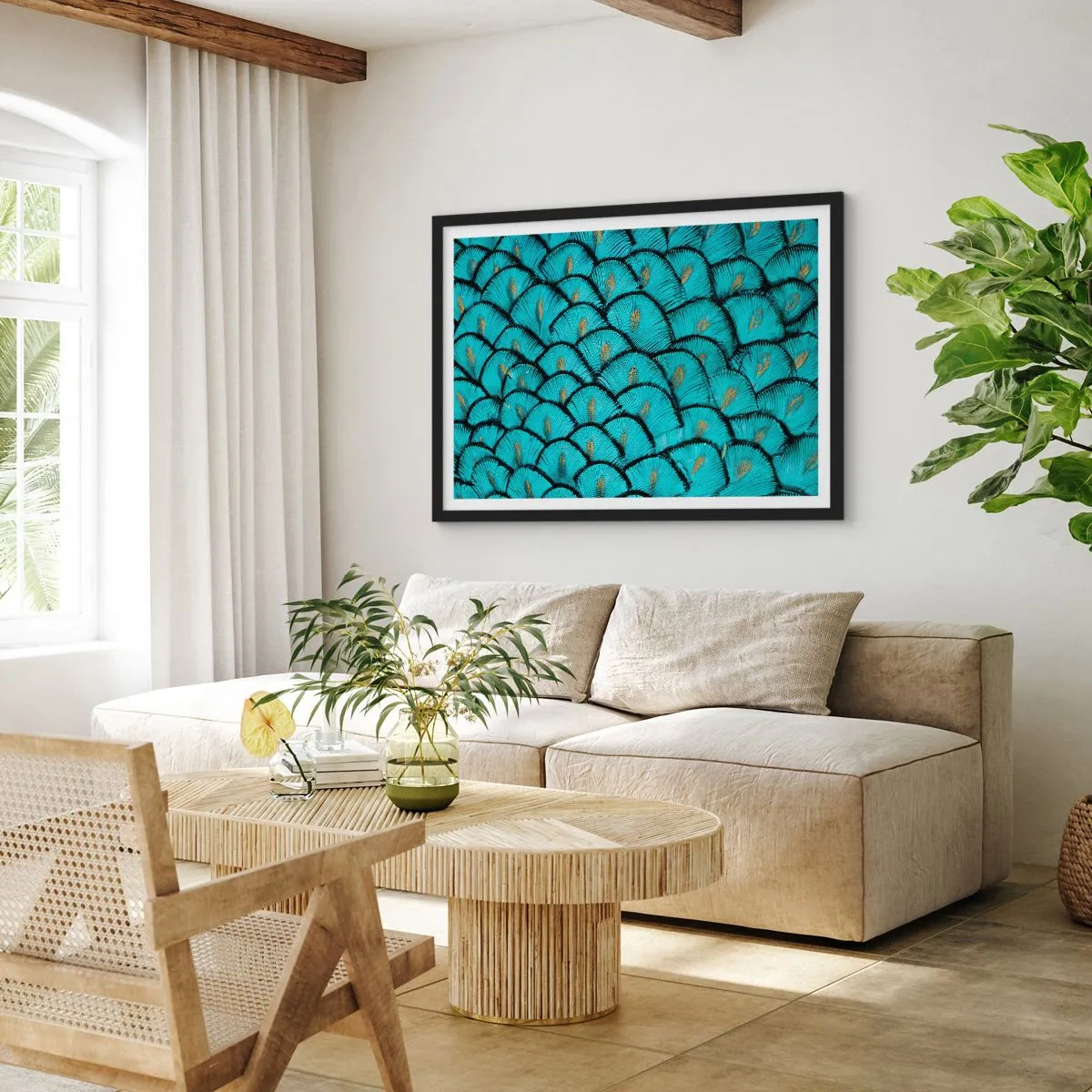 Pôster com moldura preta - A grande gala de penas - 70x50 cm