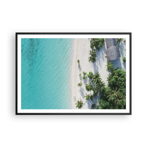 Pôster com moldura preta - Férias no paraíso - 100x70 cm