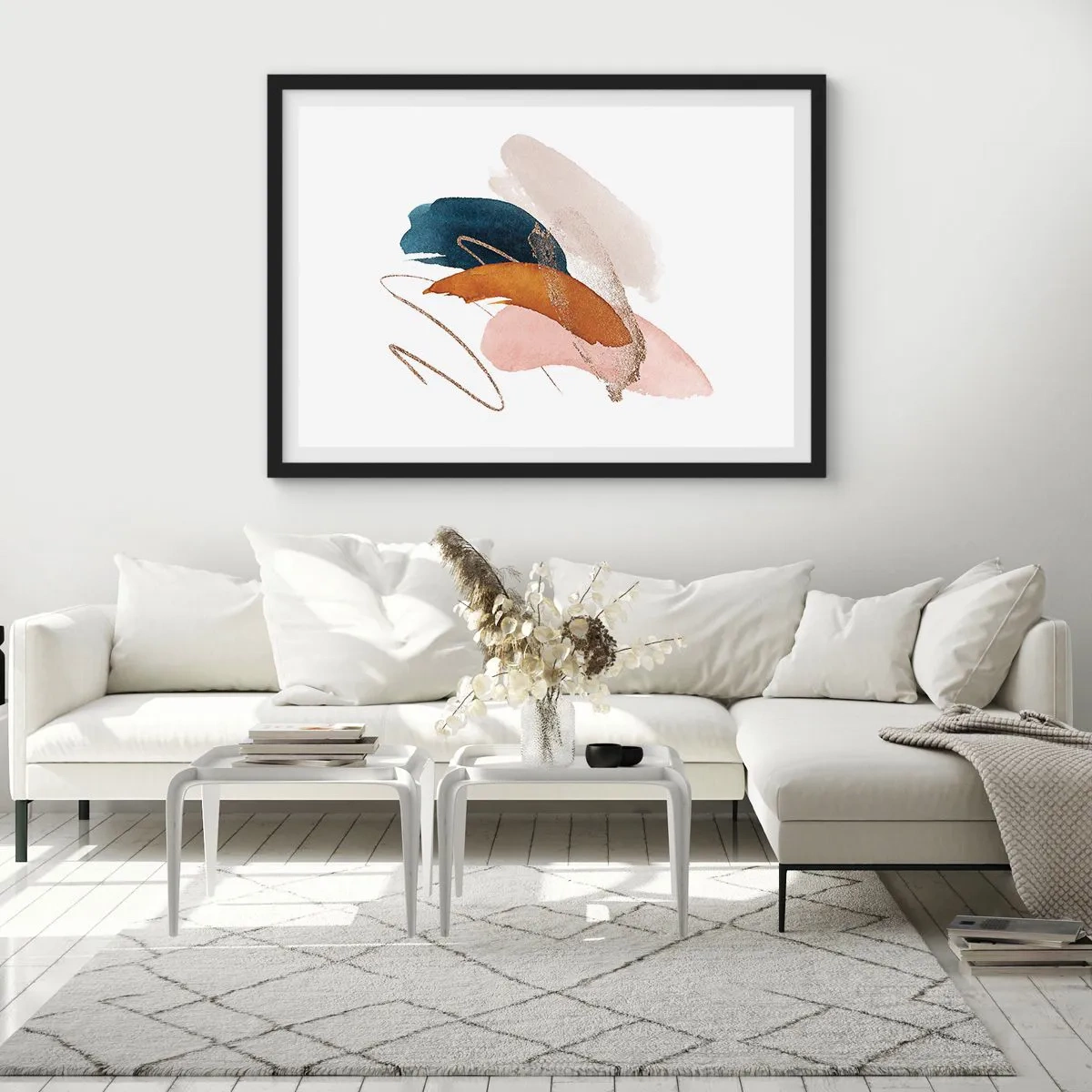 Pôster com moldura preta - Composição alada - 70x50 cm