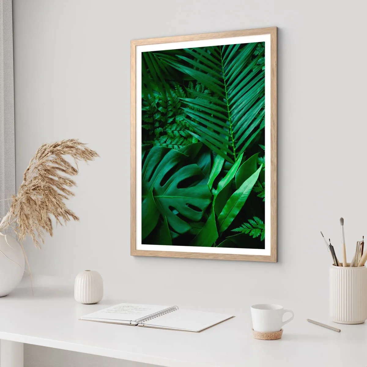 Pôster com moldura de carvalho claro - Envolto em verde - 61x91 cm