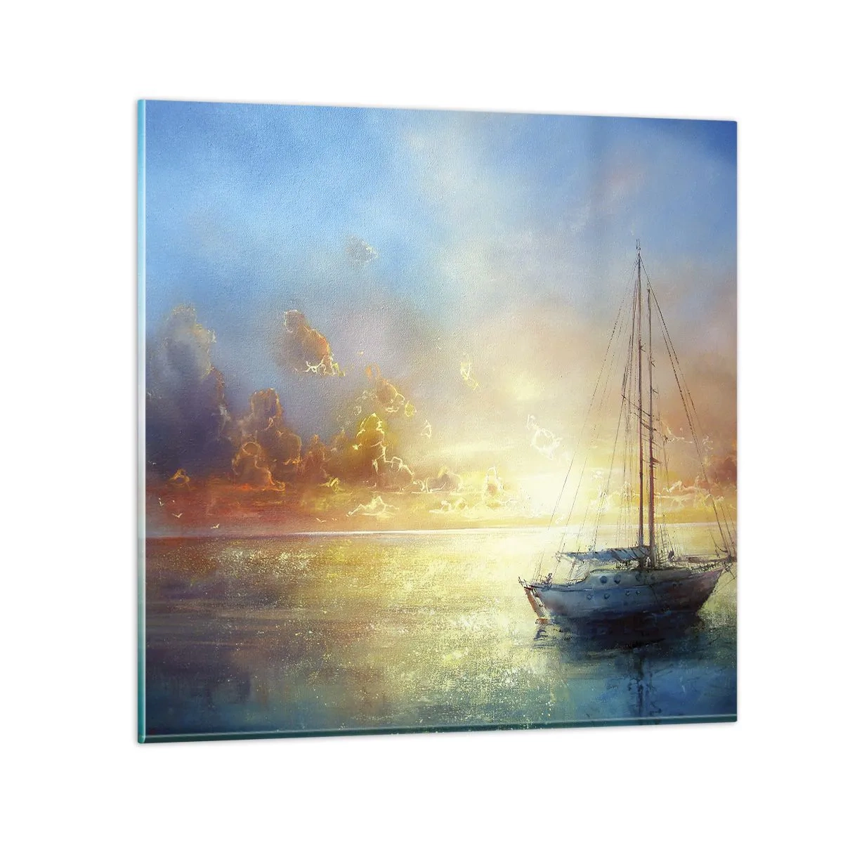 Quadro em vidro - Na baía dourada - 60x60 cm