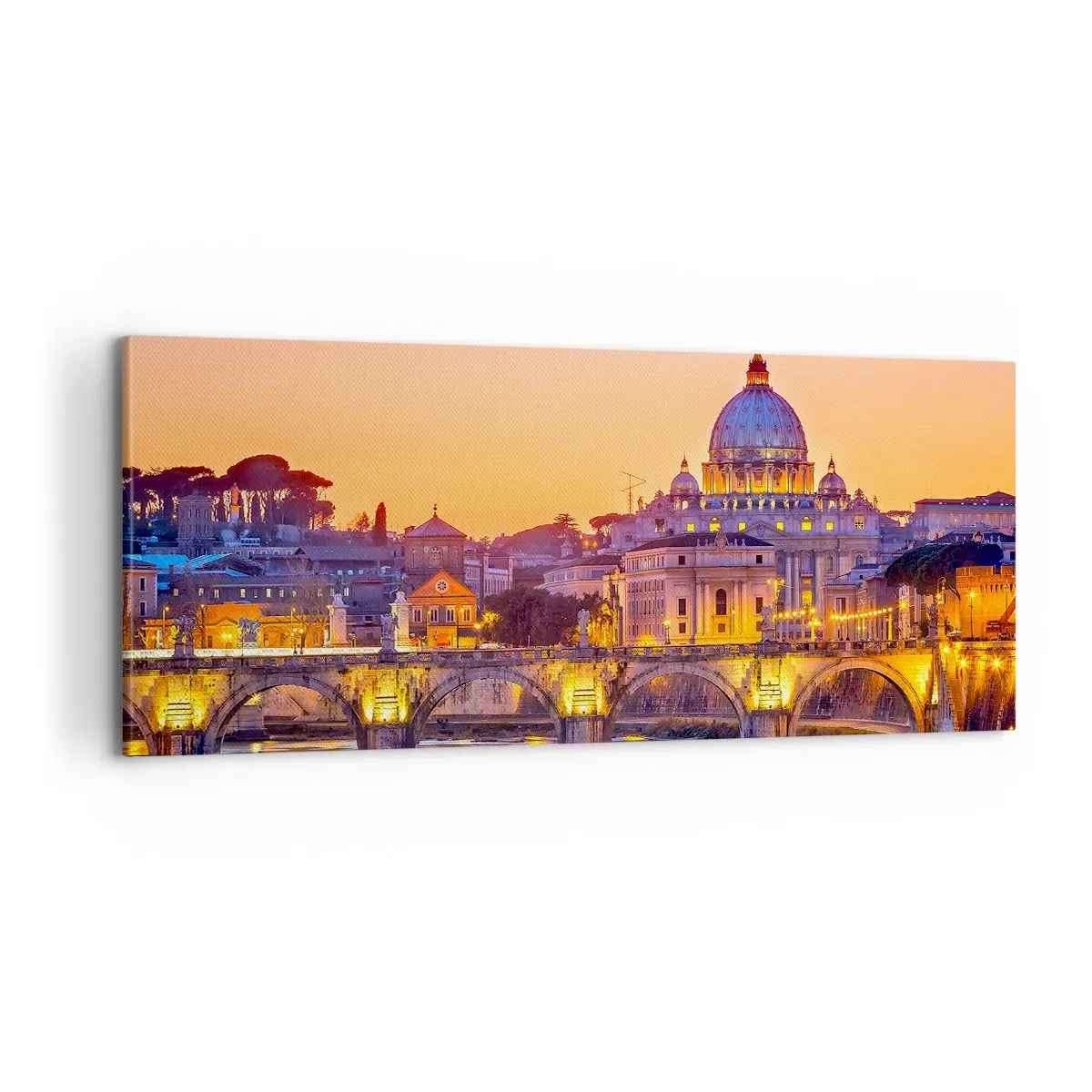 Quadro em tela - Crepúsculo sobre a Cidade Eterna - 100x40 cm
