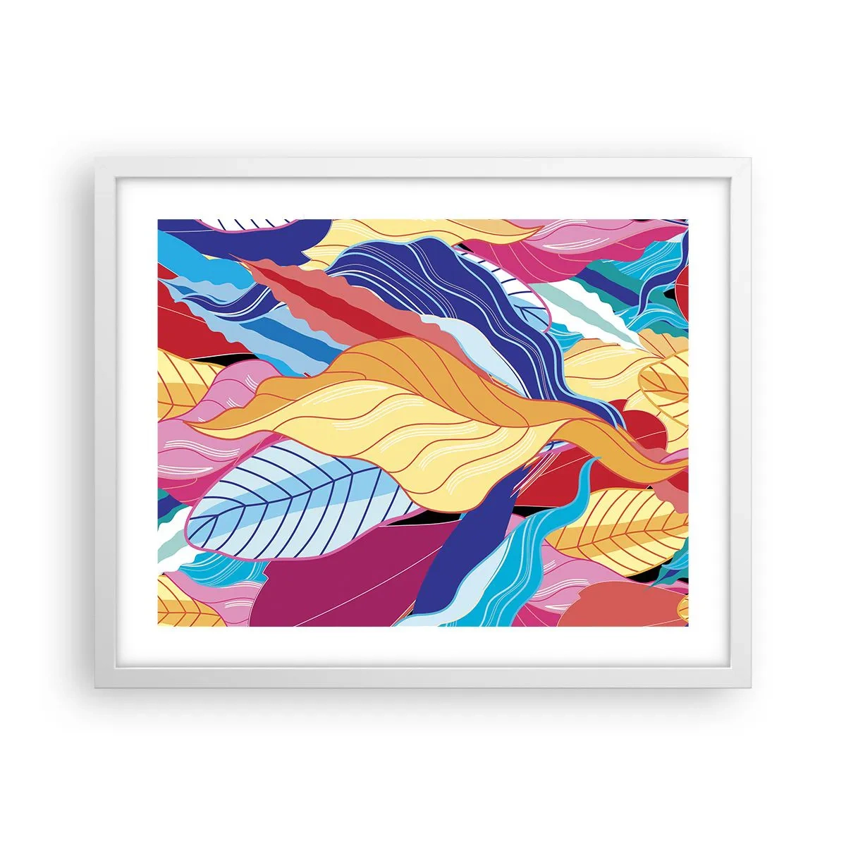Pôster em moldura branca - Bagunça colorida - 50x40 cm