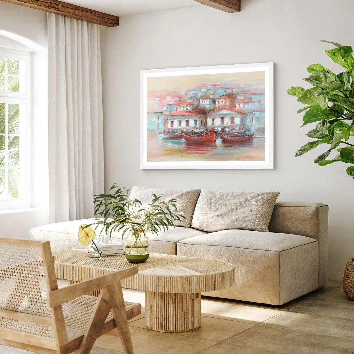 Pôster em moldura branca - Cidade feliz - 91x61 cm