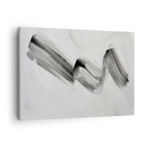 Quadro em tela - Pincelada abstrata em preto e branco sobre fundo claro - 70x50cm - Casualmente para se divertir - Decoração de parede moderna para a sala de estar e quarto ARTTOR