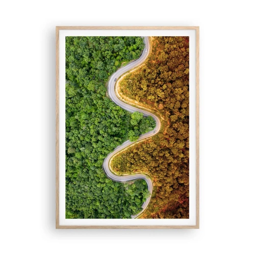 Pôster com moldura de carvalho claro - Fronteiras e descobertas - 70x100 cm