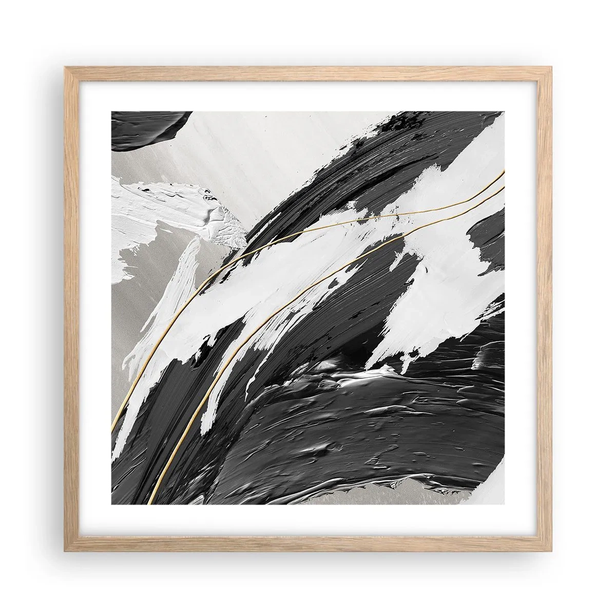 Pôster com moldura de carvalho claro - Abstração em grande escala - 50x50 cm