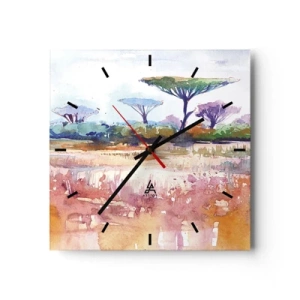 Relógio de parede - Relógio em vidro - Cores da savana - 30x30 cm