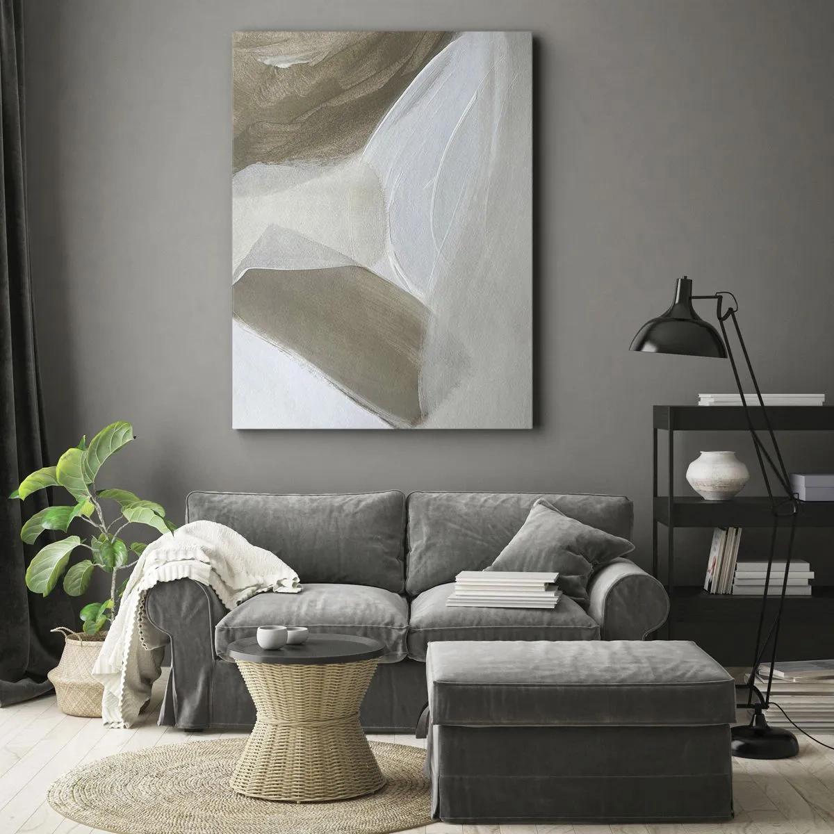 Quadro em tela - Uma onda de branco - 65x120 cm
