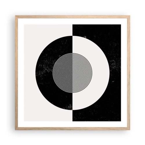 Pôster com moldura de carvalho claro - Harmonia a preto e branco - 60x60 cm