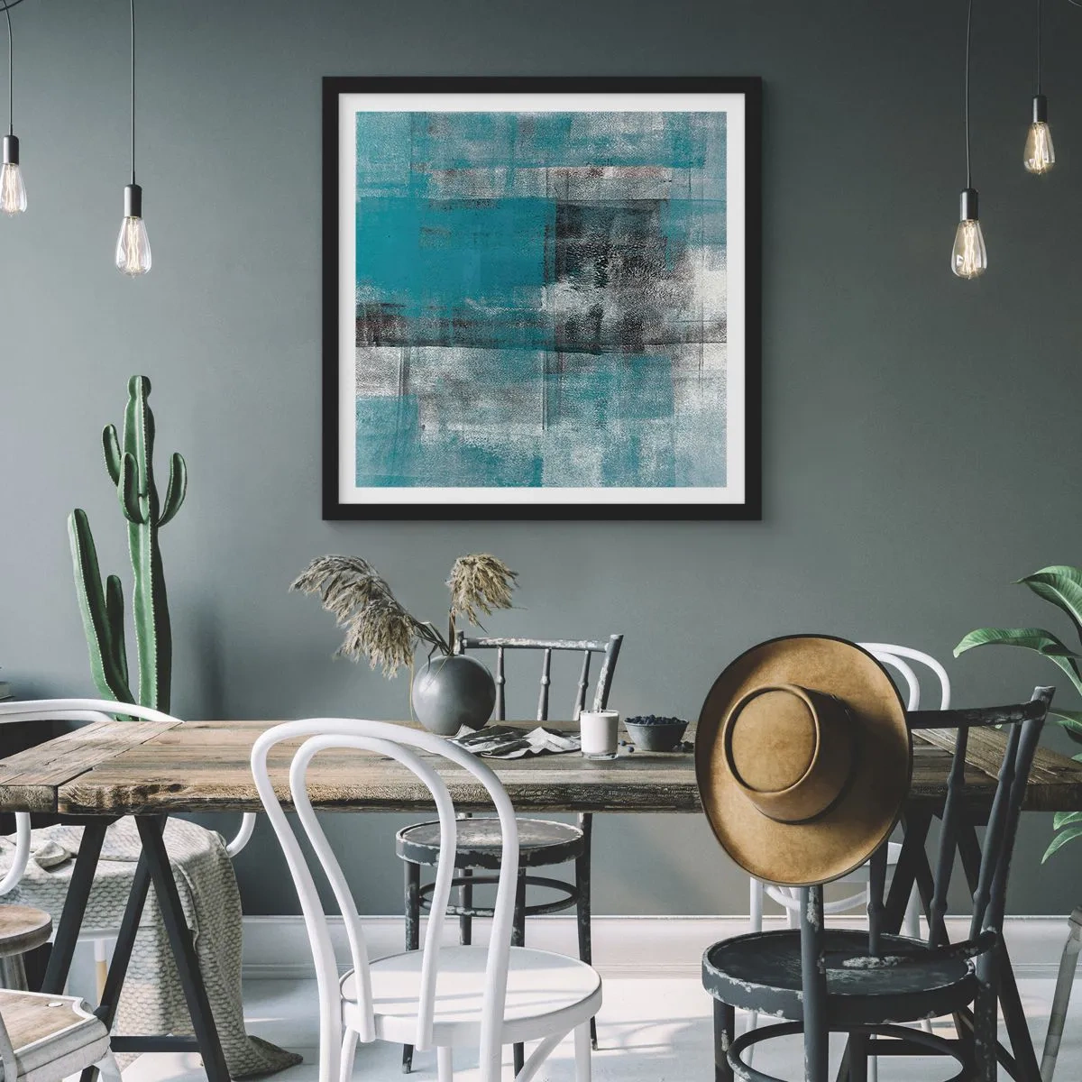 Pôster com moldura preta - Água e ar - 30x30 cm