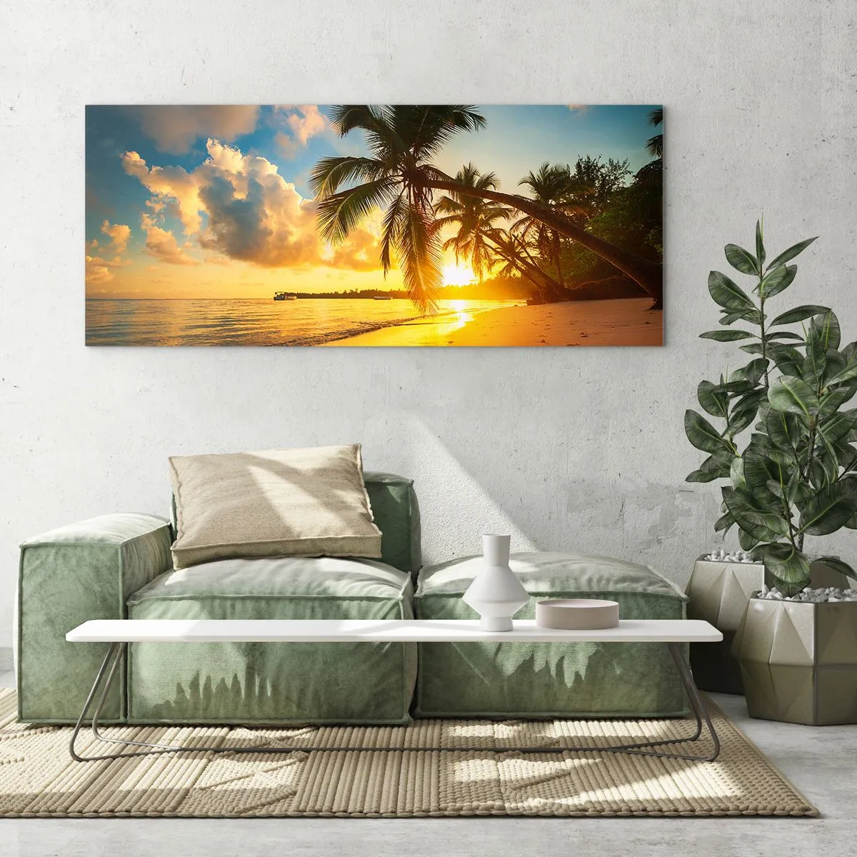 Quadro em vidro - Um sonho caribenho - 100x40 cm