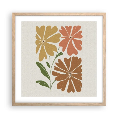 Pôster com moldura de carvalho claro - Natureza e geometria - 50x50 cm