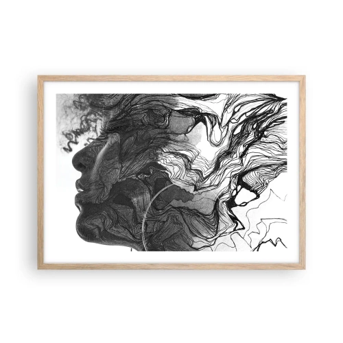 Pôster com moldura de carvalho claro - Entrelaçados em sonhos - 70x50 cm