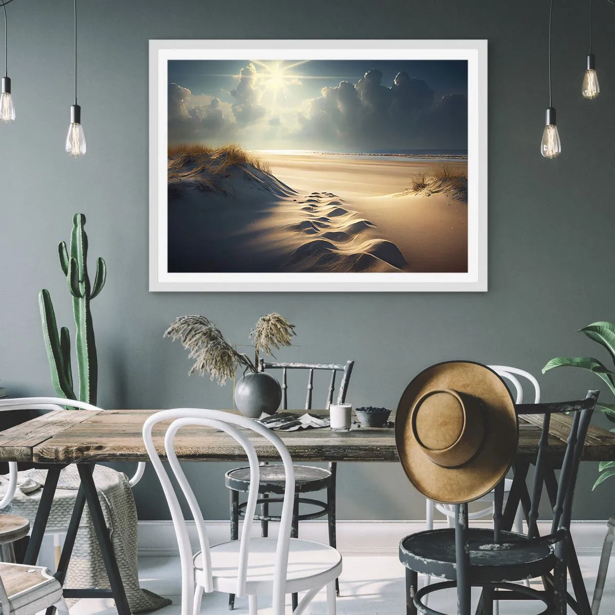 Pôster em moldura branca - Uma paisagem relaxante - 70x50 cm