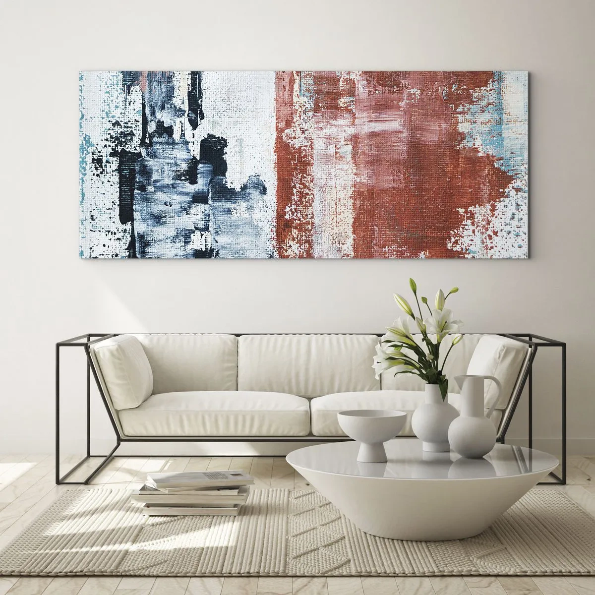 Quadro em vidro - Meio a meio abstrato - 120x50 cm