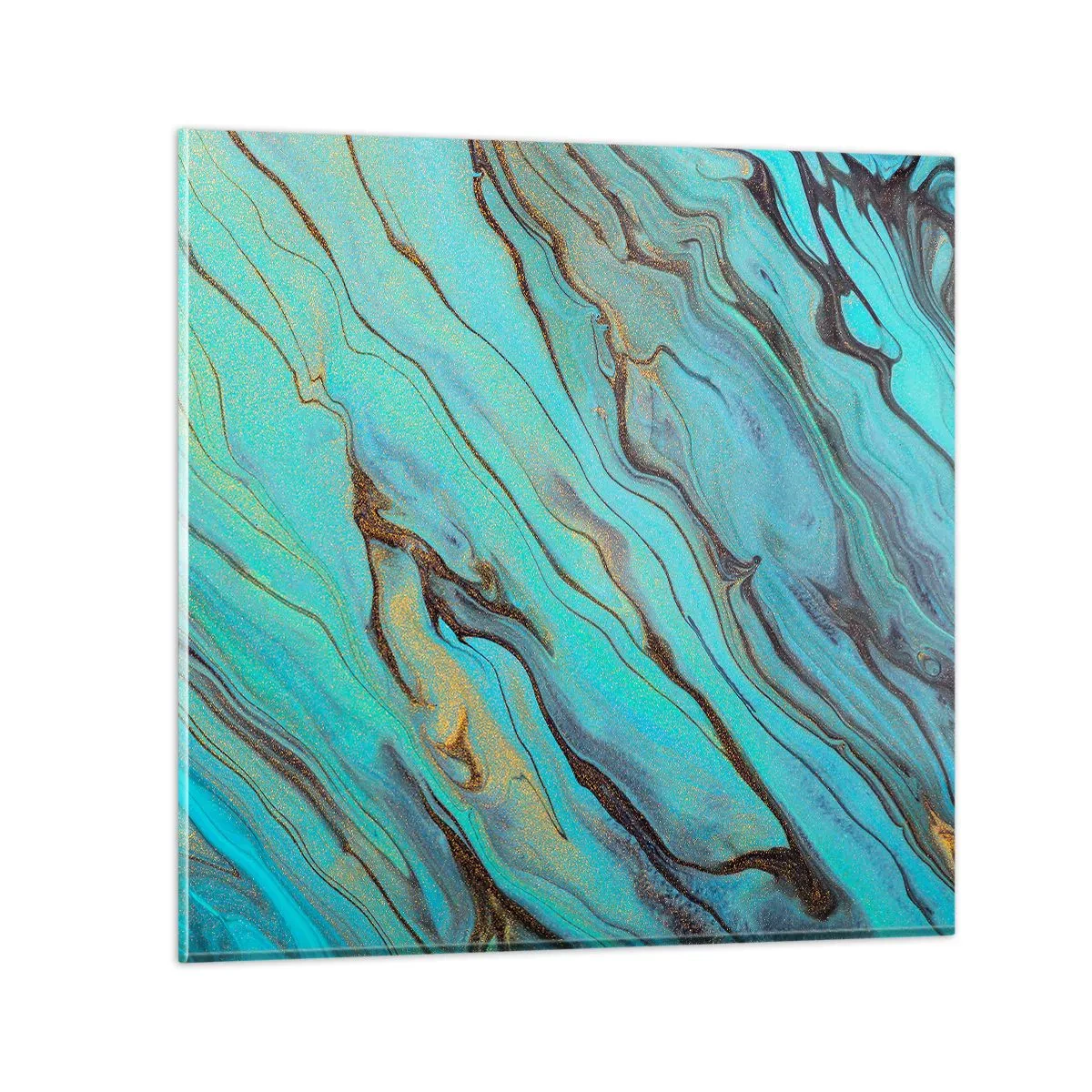 Quadro em vidro - Maré Turquesa - 40x40 cm