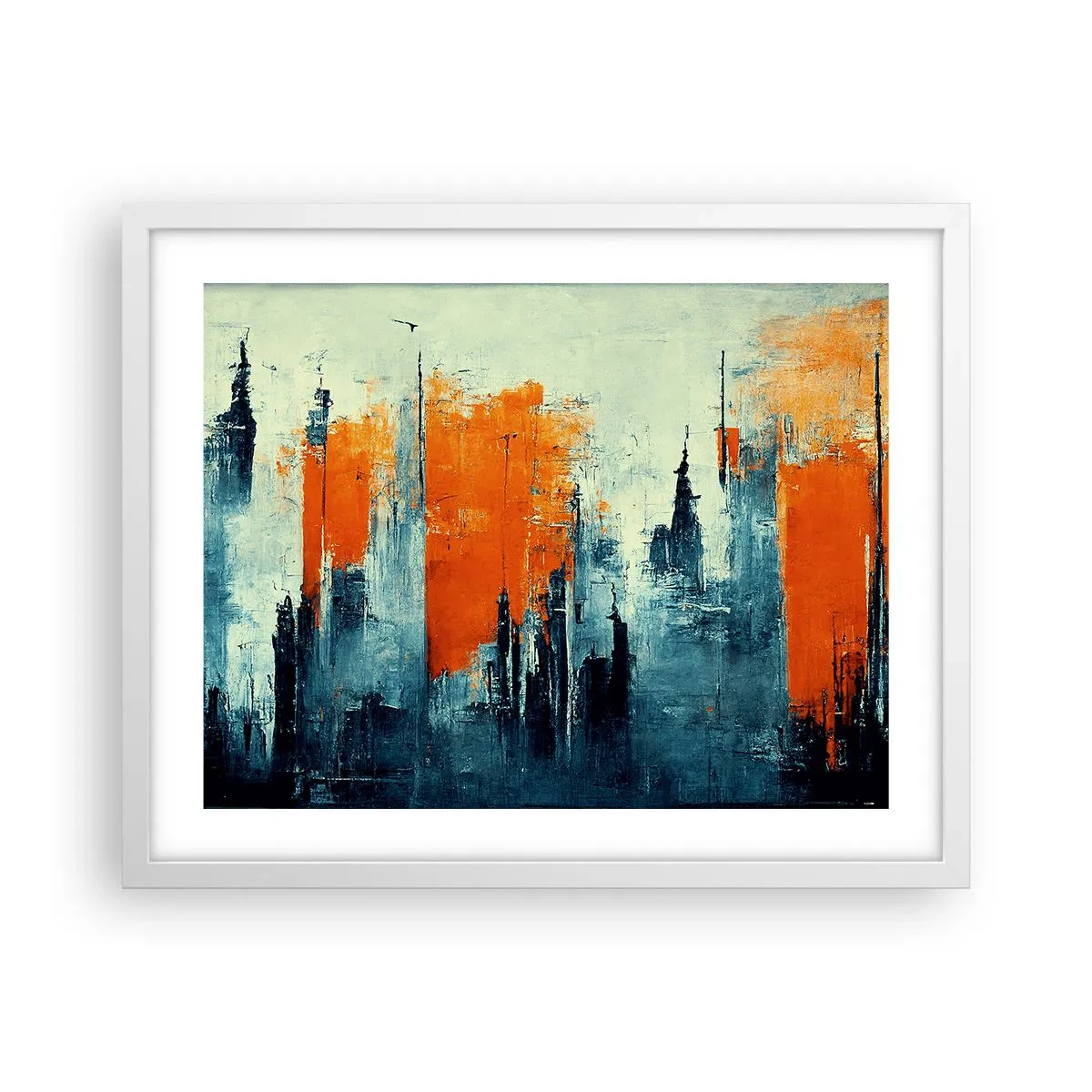 Pôster em moldura branca - Paisagem moderna - 50x40 cm
