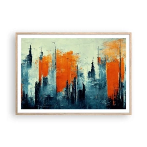 Pôster com moldura de carvalho claro - Paisagem moderna - 100x70 cm