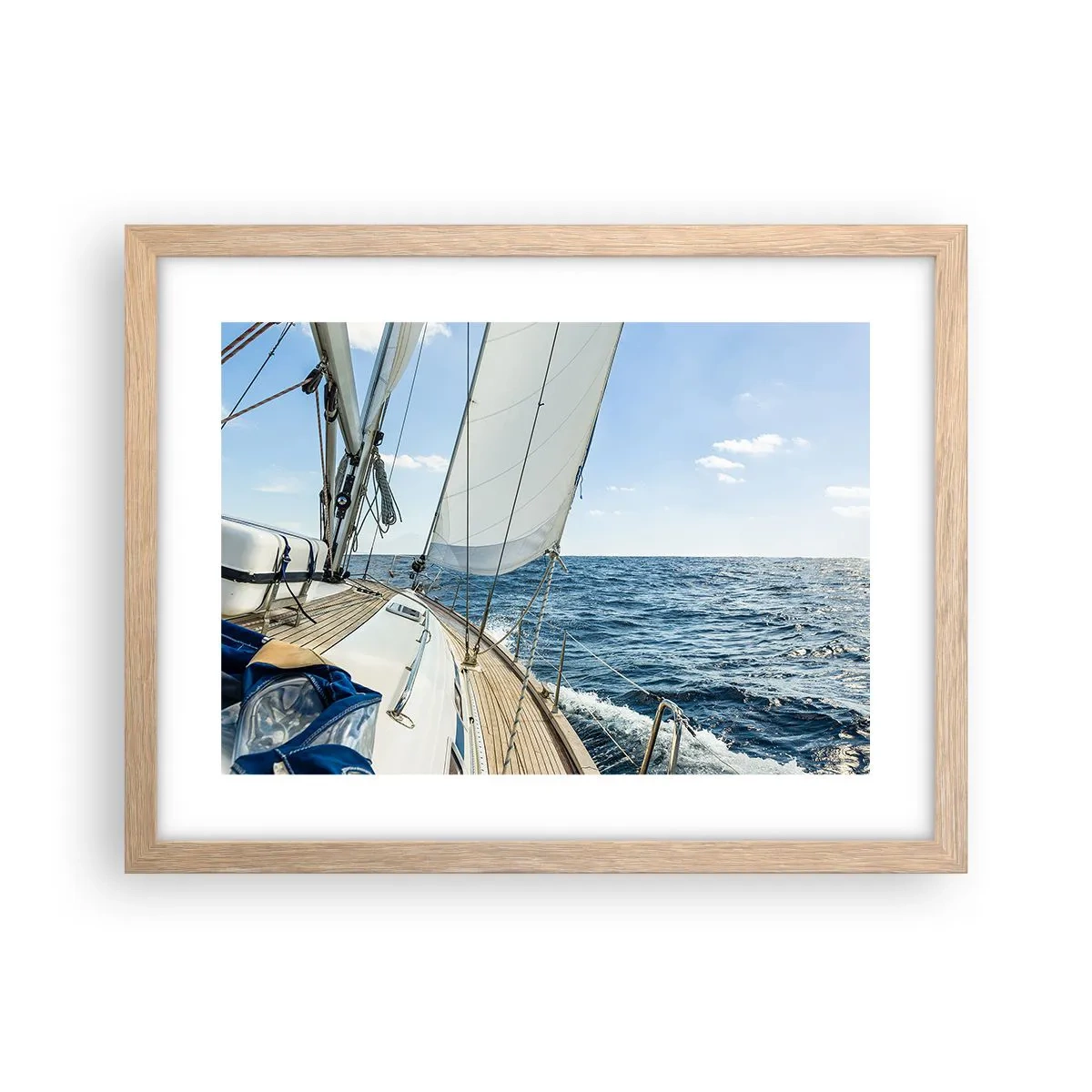 Pôster com moldura de carvalho claro - Ahoy, aventura - 40x30 cm