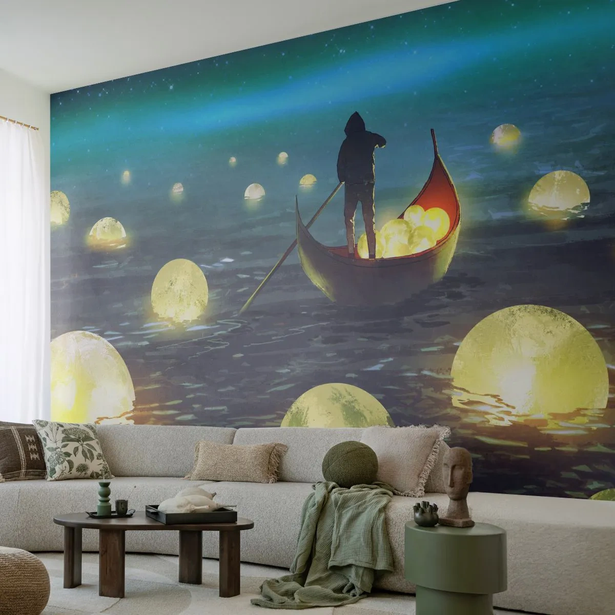 Papel de Parede Autocolante Deluxe Sticker - Coisas com as quais os filósofos nunca sonharam - Abstração, Fantasia, Barco - 450x315 cm