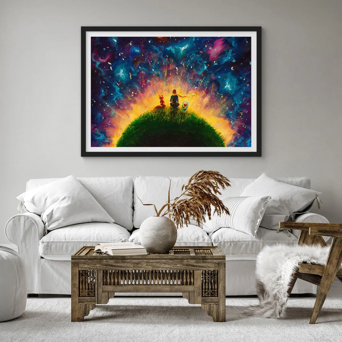 Pôster com moldura preta - Amor e amizade - o mundo inteiro - 100x70 cm