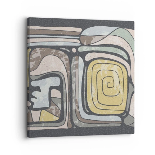 Quadro em tela - Abstração no espírito pré-colombiano - 30x30 cm