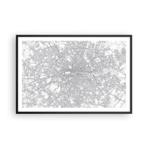 Pôster com moldura preta - Mapa do labirinto de Londres - 91x61 cm