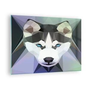 Quadro em vidro - Geometria de lobo em estilo moderno - 70x50cm - Memória da neve do norte - Decoração de parede moderna para a sala de estar e quarto ARTTOR