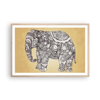 Pôster com moldura de carvalho claro - O elefante se cobriu - 91x61 cm