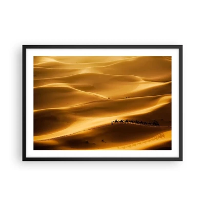 Pôster com moldura preta - Caravana nas ondas do deserto - 70x50 cm