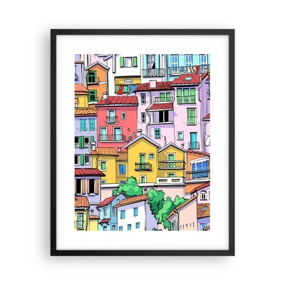 Pôster com moldura preta - Cidade divertida - 40x50 cm