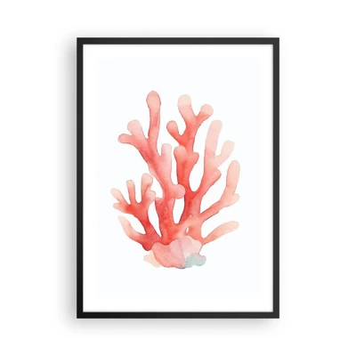 Pôster com moldura preta - Coral de cor coral - 50x70 cm