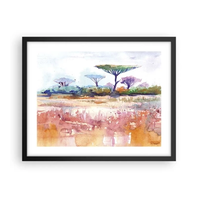 Pôster com moldura preta - Cores da savana - 50x40 cm