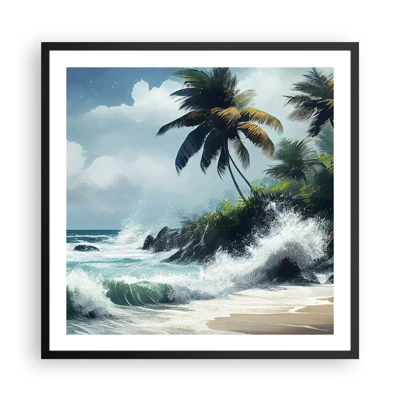 Pôster com moldura preta - Em uma costa tropical - 60x60 cm