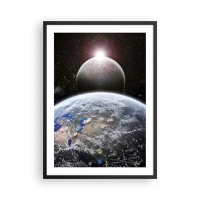 Pôster com moldura preta - Paisagem espacial - o nascer do sol - 50x70 cm