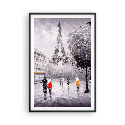 Pôster com moldura preta - Passeio em Paris - 61x91 cm