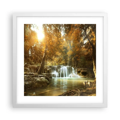 Pôster em moldura branca - A cascata do parque - 40x40 cm