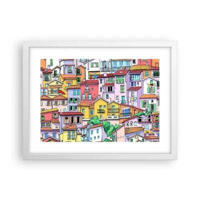 Pôster em moldura branca - Cidade divertida - 40x30 cm