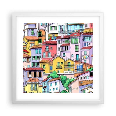 Pôster em moldura branca - Cidade divertida - 40x40 cm