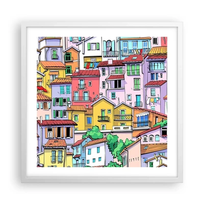 Pôster em moldura branca - Cidade divertida - 50x50 cm