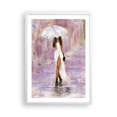 Pôster em moldura branca - Na chuva lilás - 50x70 cm