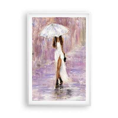 Pôster em moldura branca - Na chuva lilás - 61x91 cm