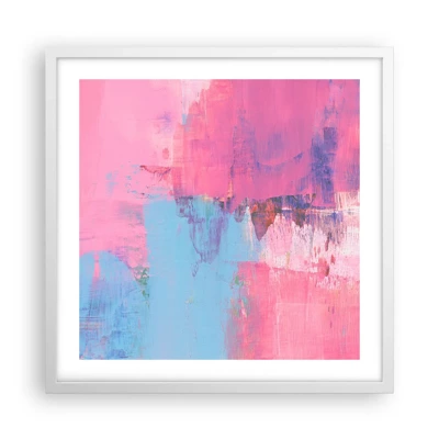 Pôster em moldura branca - Rosa, azul e uma pitada de luz - 50x50 cm