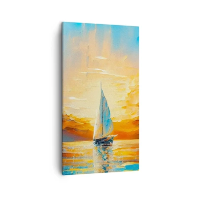 Quadro em tela - Balsa em ouro - 45x80 cm