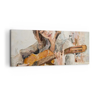 Quadro em tela - Concerto de violão e coração de rapariga - 100x40 cm