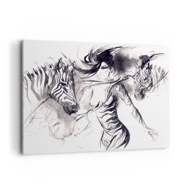 Quadro em tela - Dançando com as zebras - 100x70 cm